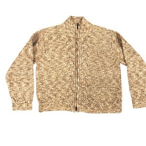 Columbia Full Zip Cardigan Sweater Tan Women’s Large Two Toned Tan Ecru